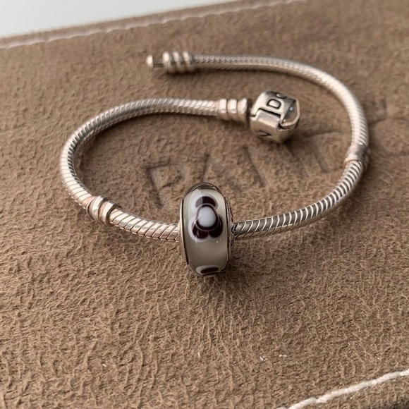 PANDORA Black Flowers For You Murano Charm 790641 Sterling Silver Core‎ Retired - Picture 8 of 11